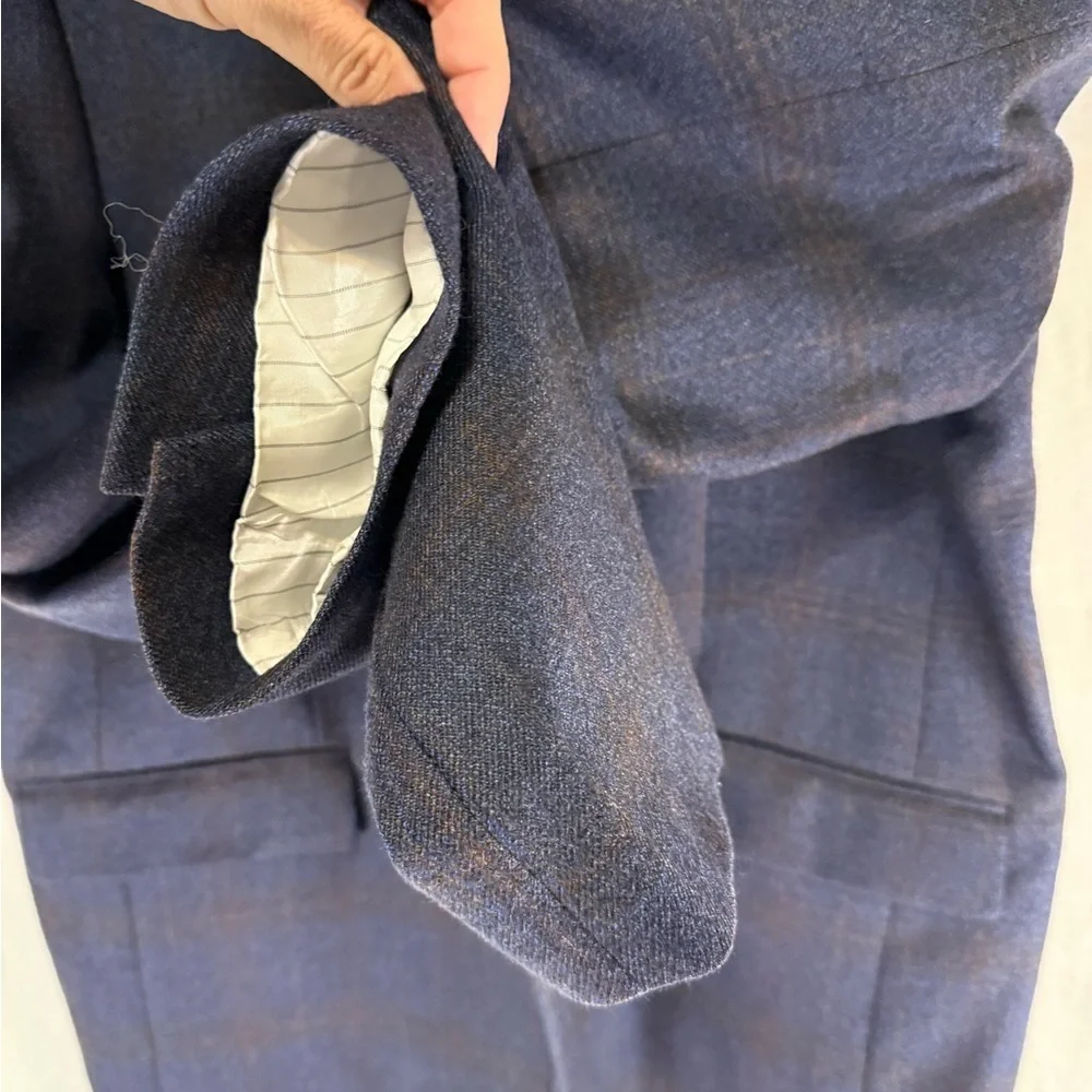 Joseph Abboud Blue Plaid suit jacket Angelico Super 100s Wool medium